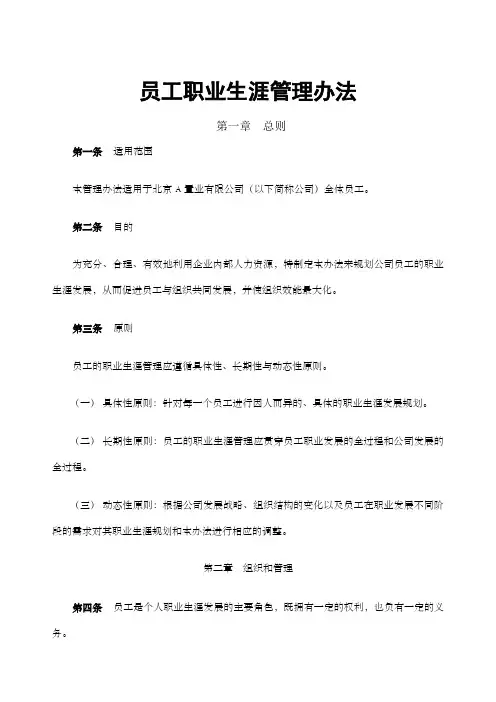 企业员工职业生涯管理办法