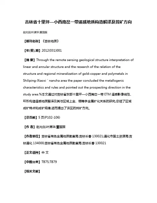 吉林省十里坪—小西南岔一带遥感地质构造解译及找矿方向