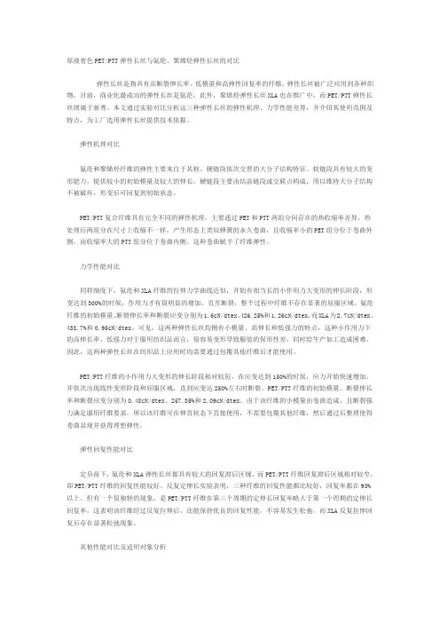 氨纶、T400、XLA纤维对比
