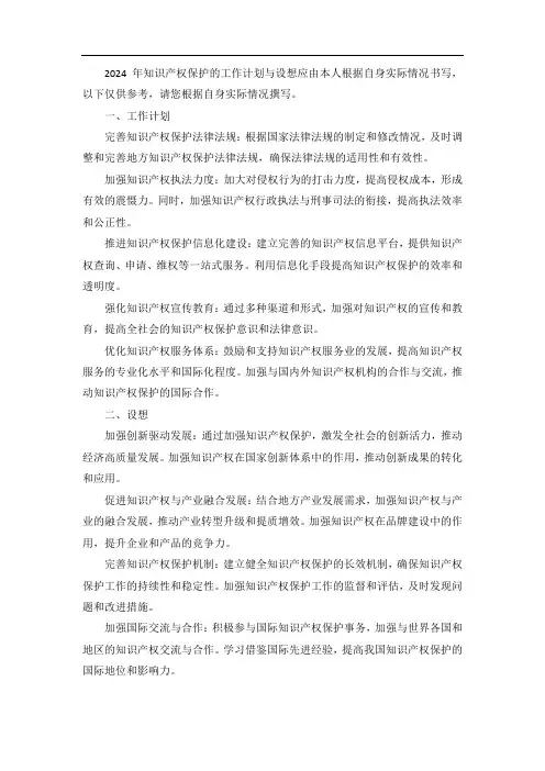 2024年知识产权保护的工作计划与设想