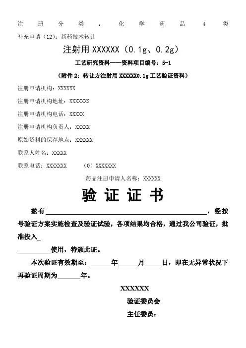 注射剂工艺验证模板
