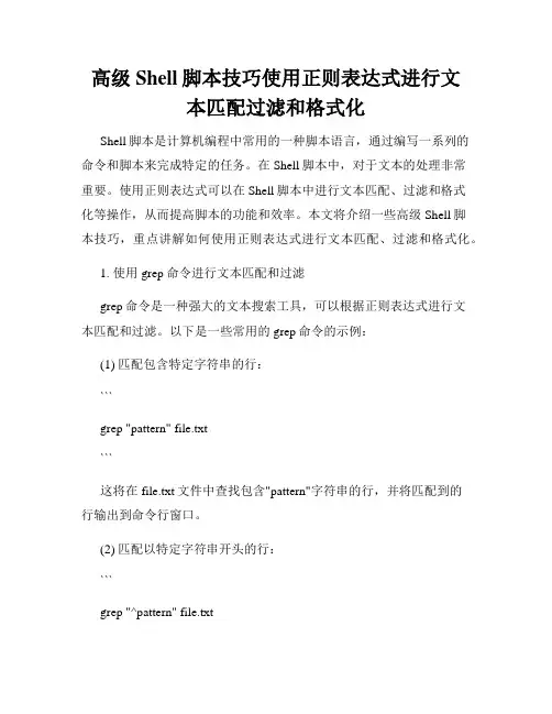 高级Shell脚本技巧使用正则表达式进行文本匹配过滤和格式化