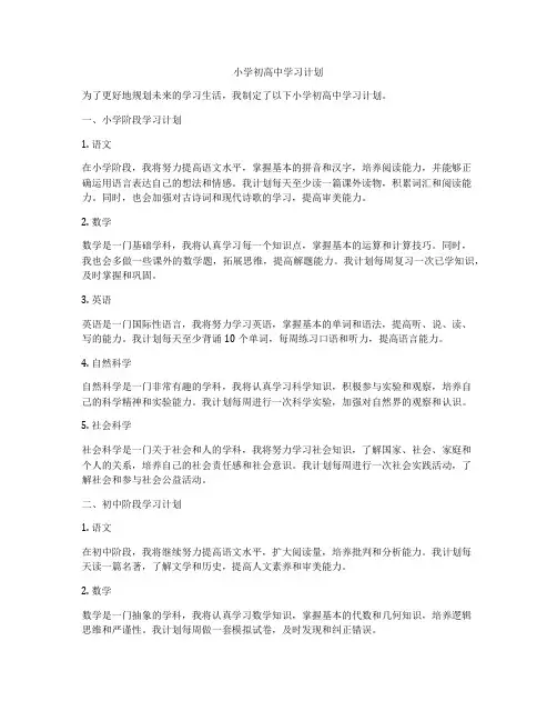 小学初高中学习计划