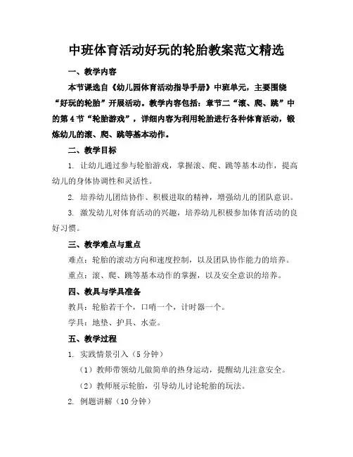 中班体育活动好玩的轮胎教案范文精选