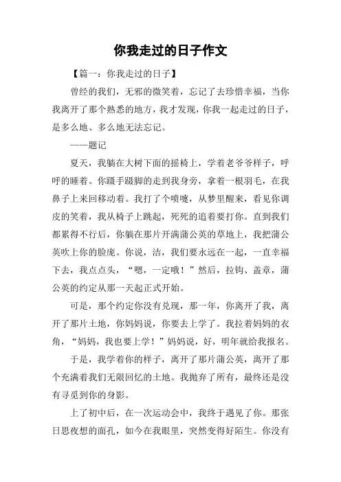 你我走过的日子作文