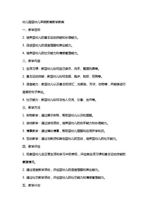 幼儿园婴幼儿早期教育教学教案