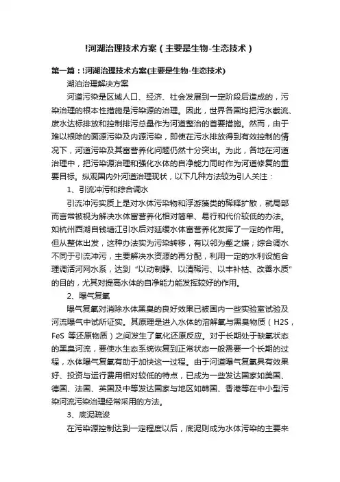 !河湖治理技术方案（主要是生物-生态技术）