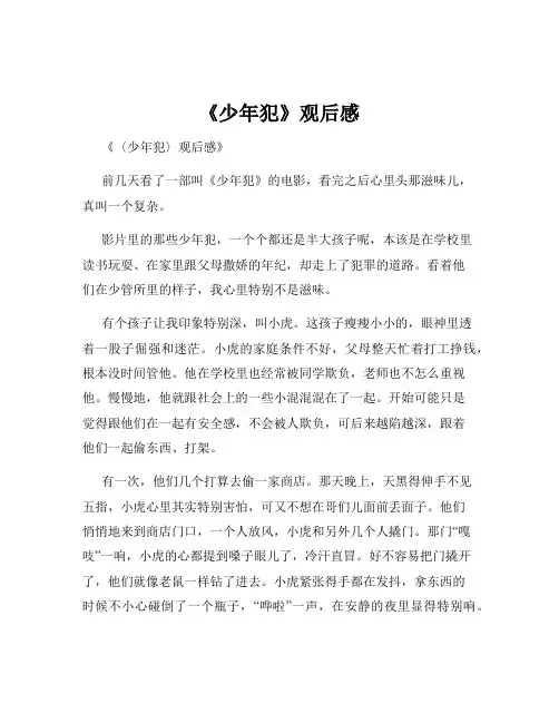 《少年犯》观后感