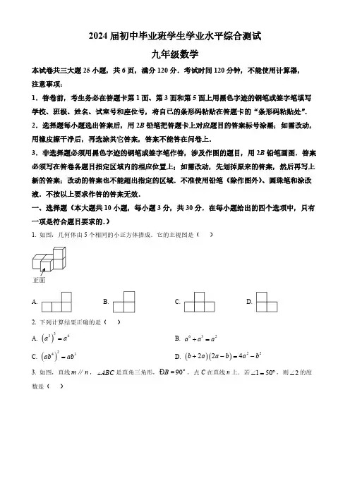 2024年广东省广州市荔湾区中考一模数学试题(原卷版)