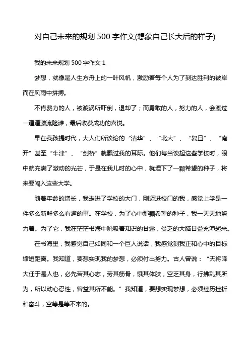 对自己未来的规划500字作文(想象自己长大后的样子)