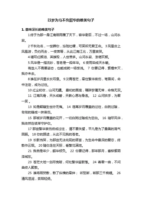 以梦为马不负韶华的唯美句子