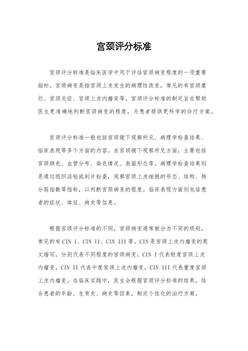 宫颈评分标准