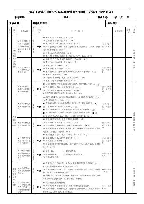 采煤机司机(实操考核)
