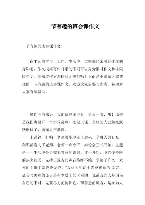 一节有趣的班会课作文