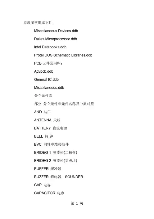 PROTEUS元件库元件中英对照word精品文档14页