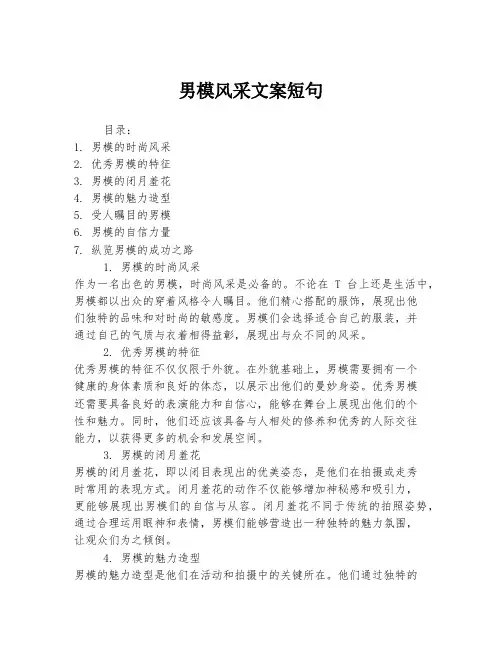 男模风采文案短句