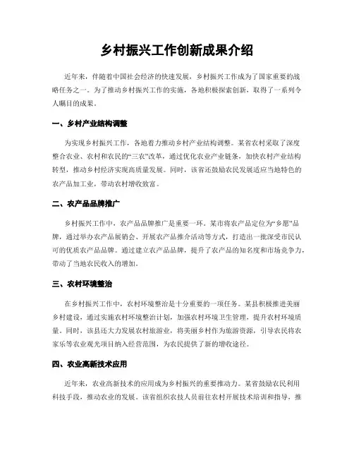 乡村振兴工作创新成果介绍
