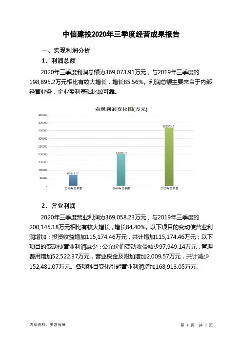 中信建投2020年三季度经营成果报告