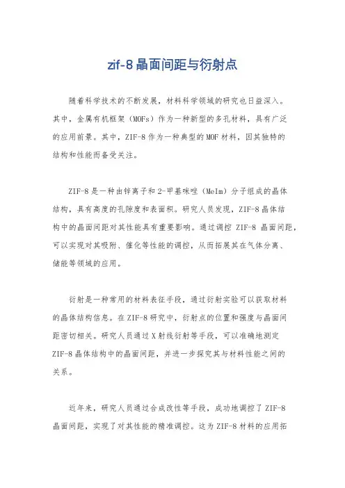 zif-8晶面间距与衍射点