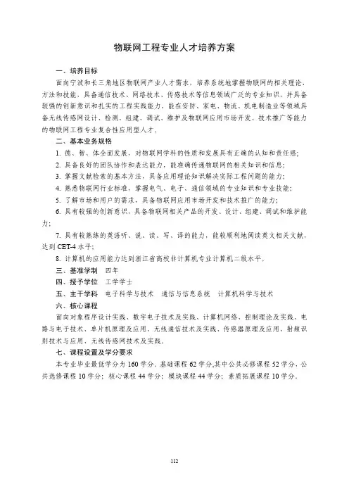 物联网工程专业人才培养方案