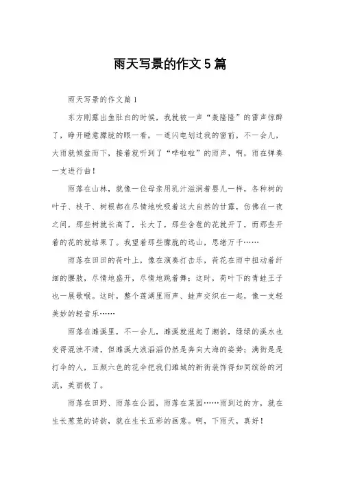 雨天写景的作文5篇
