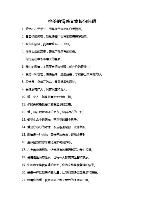绝美的情感文案长句简短