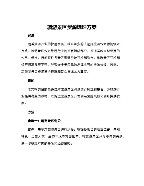 旅游景区资源梳理方案