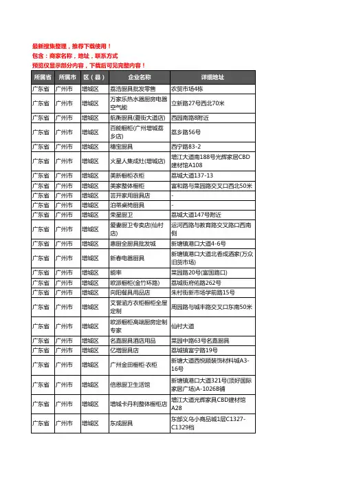 新版广东省广州市增城区厨卫电器企业公司商家户名录单联系方式地址大全193家