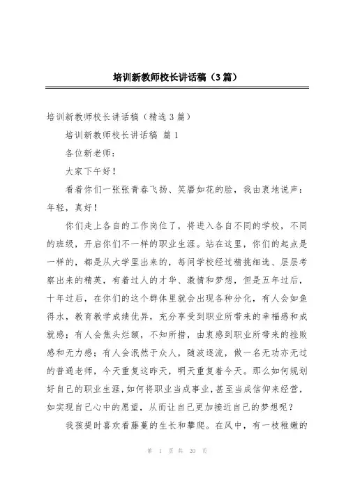 培训新教师校长讲话稿(3篇)