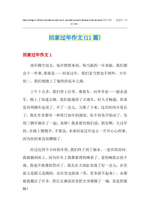 回家过年作文(11篇)
