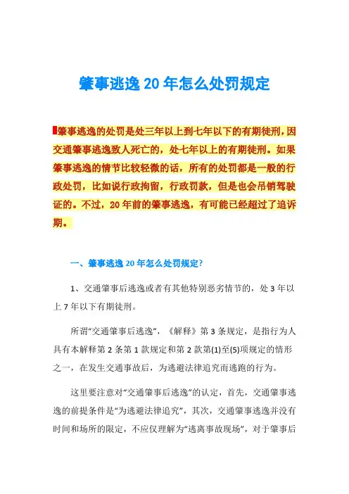 肇事逃逸20年怎么处罚规定