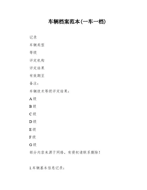 车辆档案范本(一车一档)