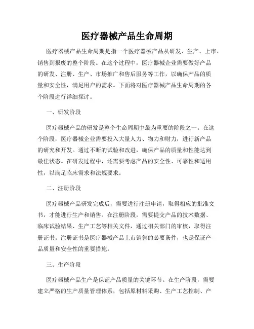 医疗器械产品生命周期