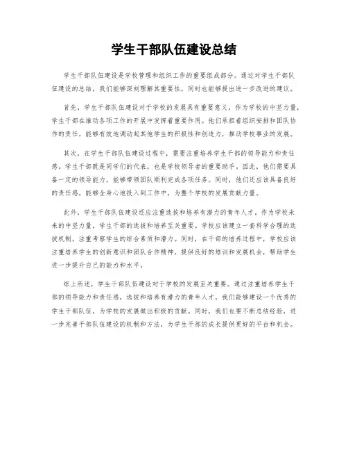学生干部队伍建设总结