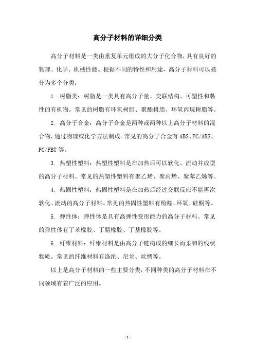 高分子材料的详细分类