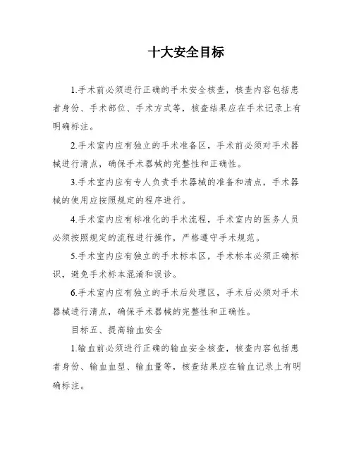 十大安全目标