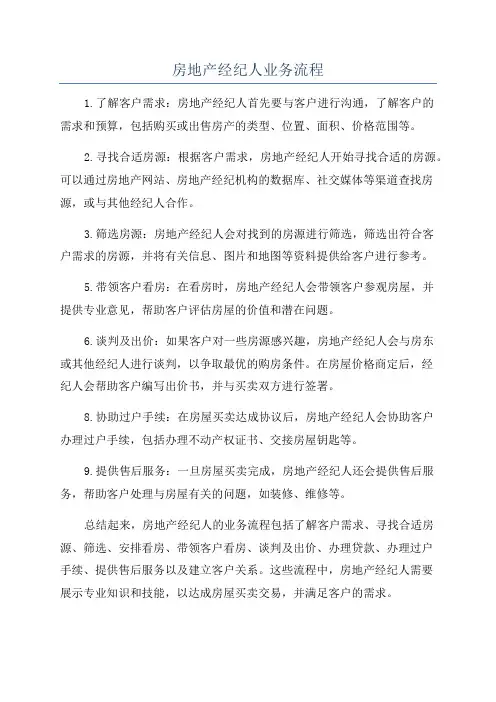 房地产经纪人业务流程