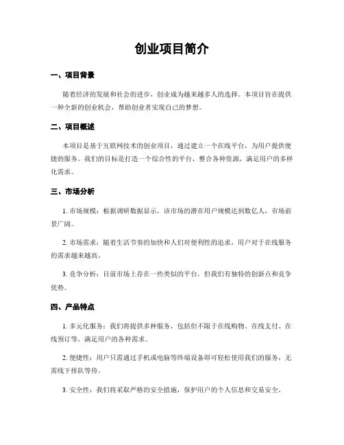创业项目简介