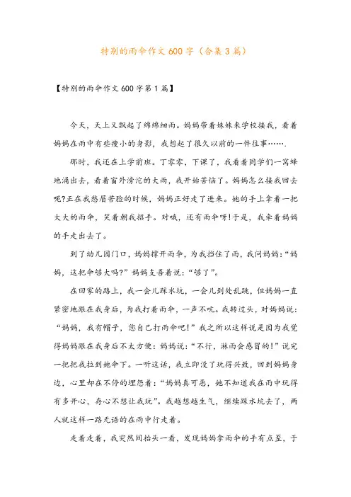 特别的雨伞作文600字(合集3篇)