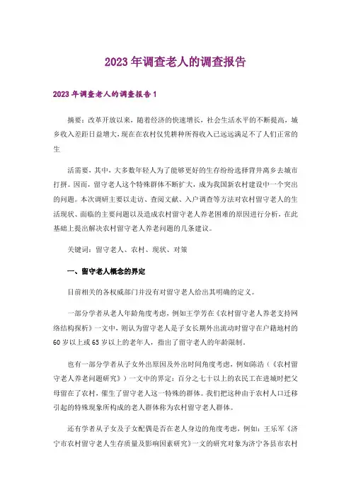 2023年调查老人的调查报告