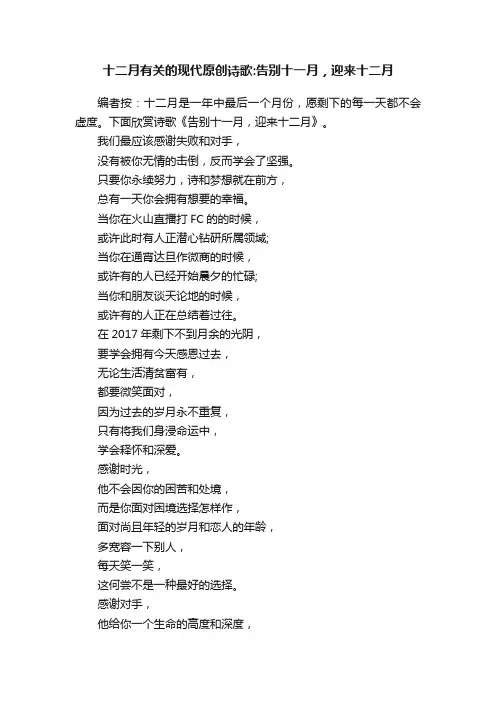 十二月有关的现代原创诗歌：告别十一月，迎来十二月