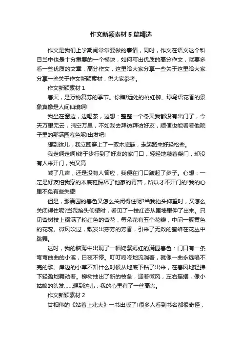 作文新颖素材5篇精选