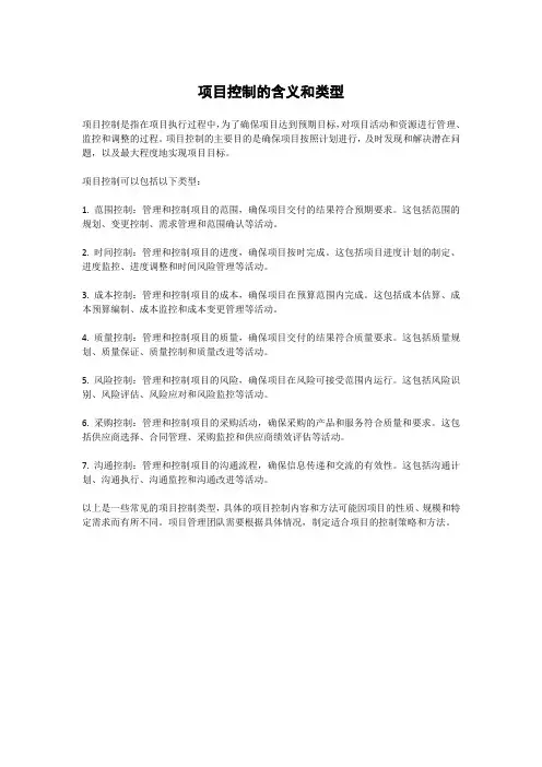 项目控制的含义和类型