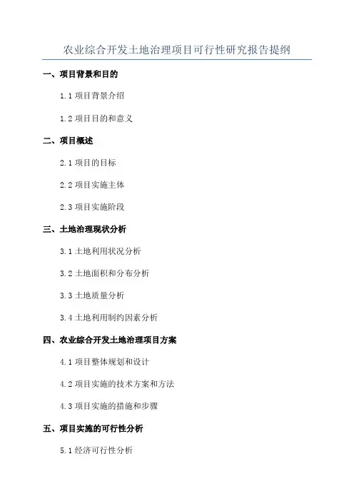 农业综合开发土地治理项目可行性研究报告提纲