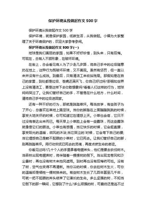 保护环境从我做起作文500字