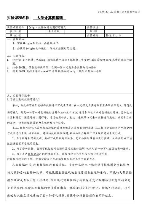 (完整)Origin数据分析及图形可视化