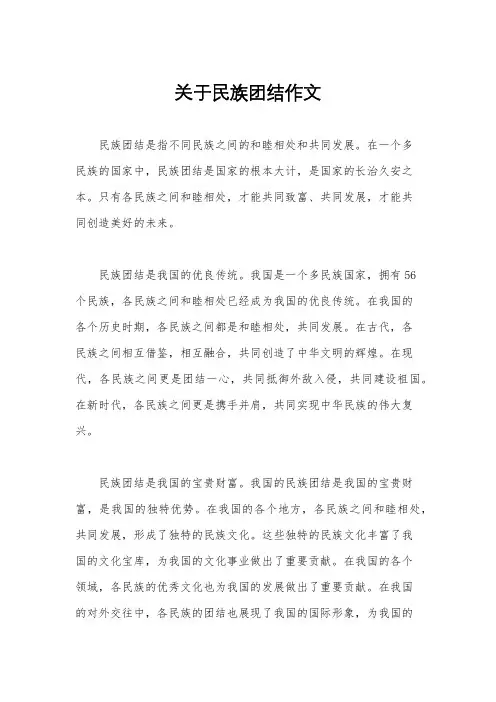 关于民族团结作文