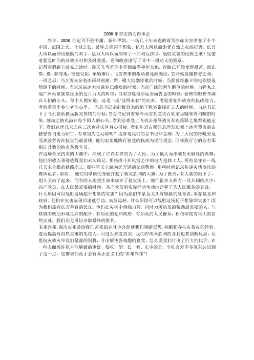 2008年雪灾的心得体会