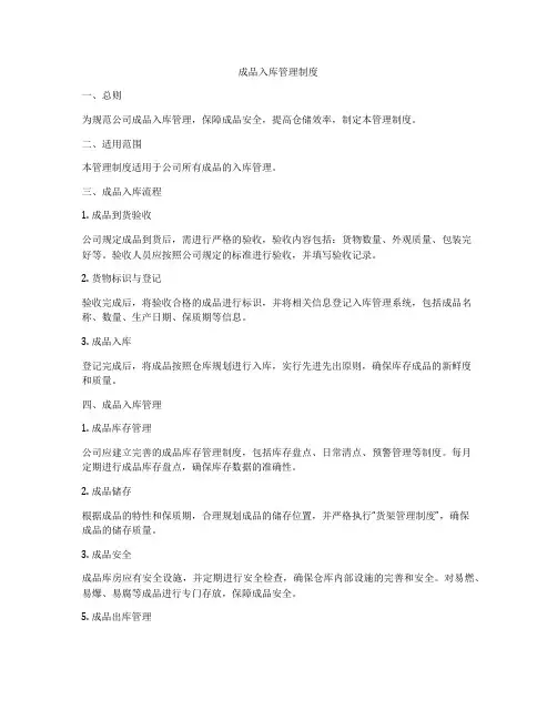 成品入库管理制度