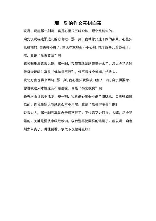 那一刻的作文素材自责